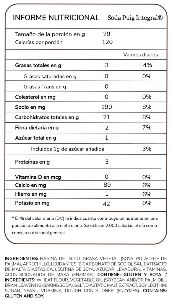 Galletas Soda Puig Integral 290g 