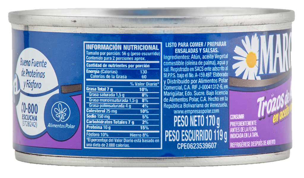 Atun en Trozos Margarita en Aceite Vegetal 170gr