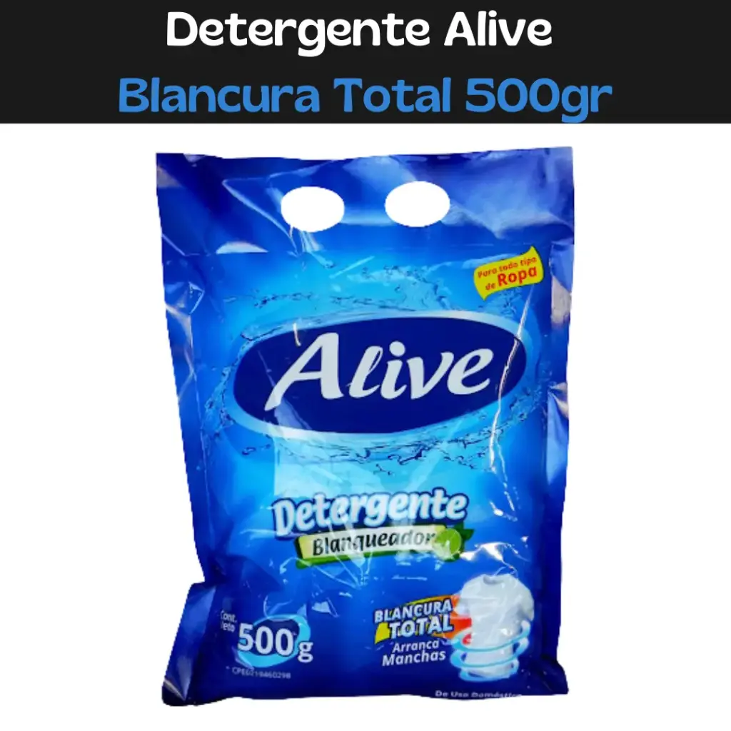Detergente Blancura Total Alive 500gr