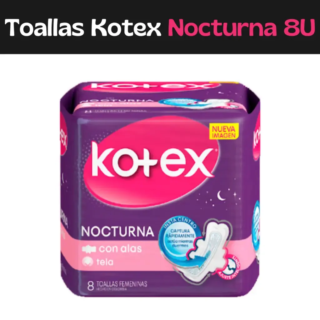 Toallas Kotex Nocturna Con Alas 8und 