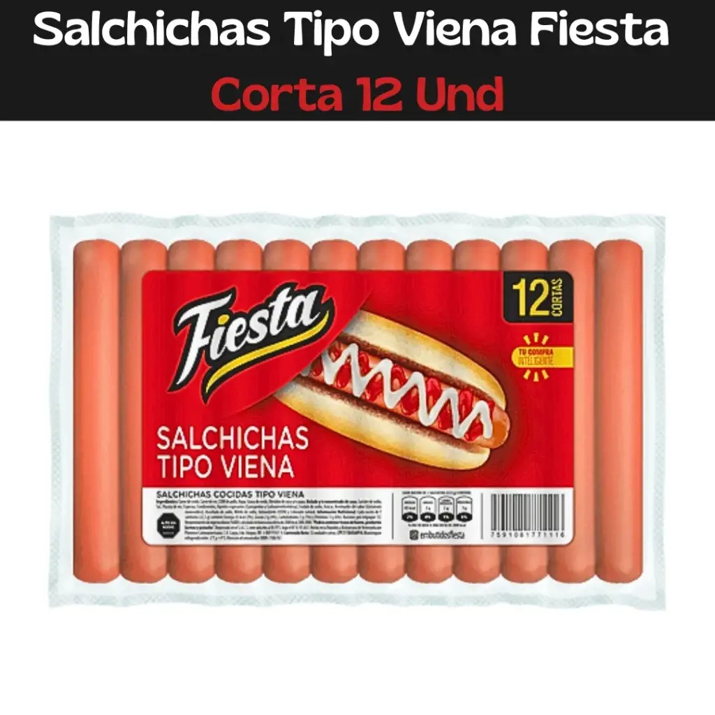 Salchichas Cortas Tipo Viena Fiesta 12und
