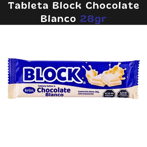 [7591389002905] Block Chocolate Blanco Kron 28g