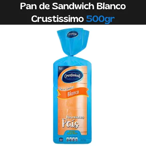 [7592109000973] Pan de Sandwich Blanco Crustissimo 500gr (E)