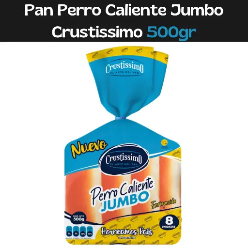 [7592109001062] Pan de Perro Caliente Jumbo Crustissimo 500gr (E)
