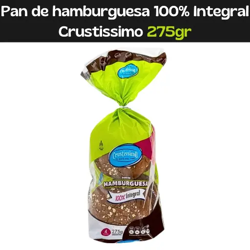 [7592109001734] Pan de Hamburguesa 100% Integral Crustissimo 275gr (E)