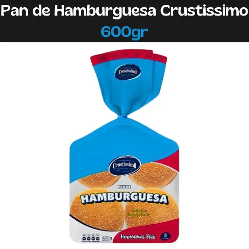 [7592109001055] Pan de Hamburguesa Crustissimo 600gr (E)