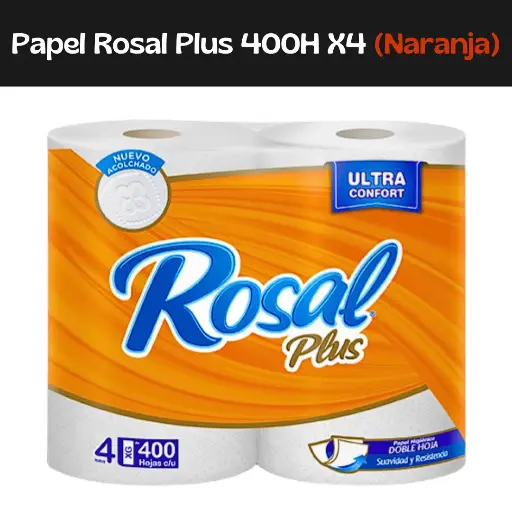 [7591098170230] Papel Rosal Plus 400H X4 (Naranja)