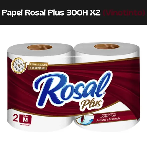 [7591098000827] Papel Rosal Plus 300H X2 (Vinotinto)