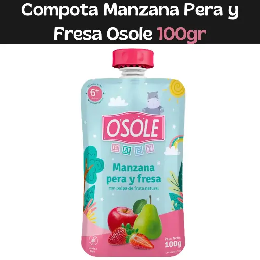 [7595826006938] Compota Manzana Pera y Fresa Osole 100gr