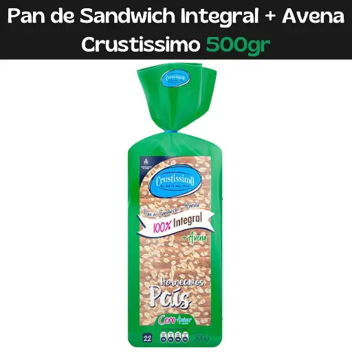 [7592109001154] Pan de Sandwich Integral + Avena Crustissimo 500gr (E)