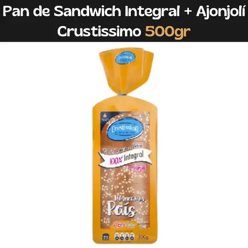 [7592109001086] Pan de Sandwich Integral + Ajonjolí Crustissimo 500gr (E)