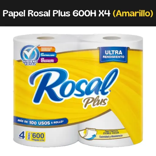 [7591098800281] Papel Rosal Plus 600H X4 (Amarillo)