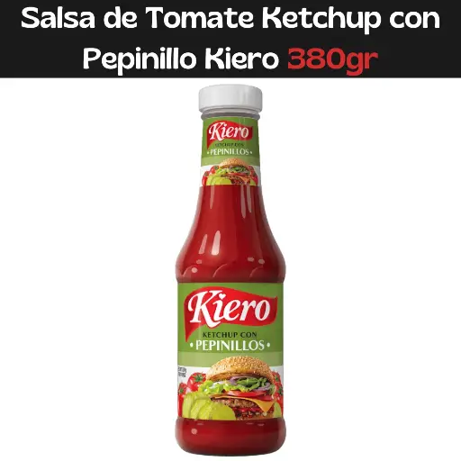 [7592723103319] Salsa de Tomate Ketchup Con Pepinillos Kiero 380g