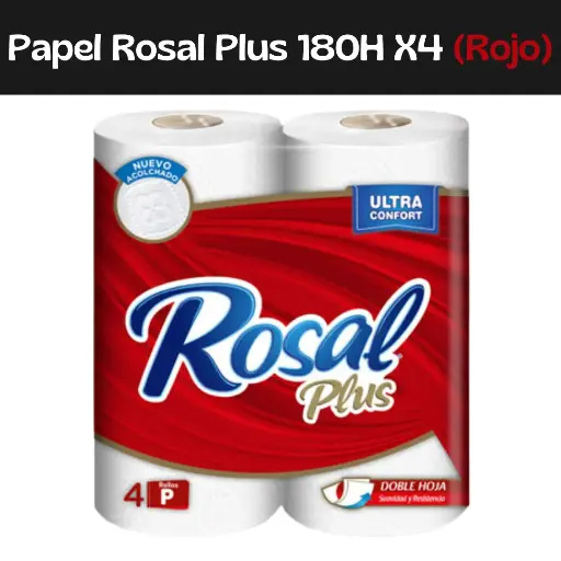 [7591098000919] Papel Rosal Plus 180H X4 (Rojo) 