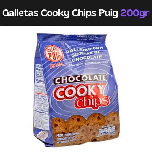 [7591082001977] Galletas Chocolate Cooky Chips Puig 200g