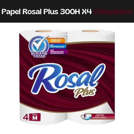 [7591098170278] Papel Rosal Plus 300H X4 (Vinotinto) 