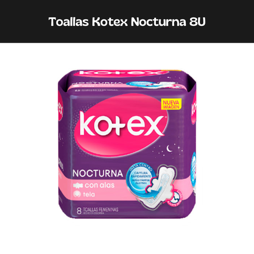 [7702425803008] Toallas Kotex Nocturna Con Alas 8und 