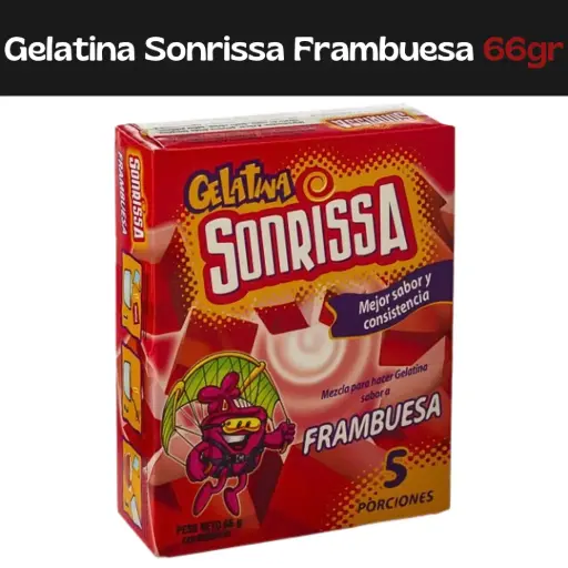 [7591112061902] Gelatina Sonrissa Frambuesa 66g