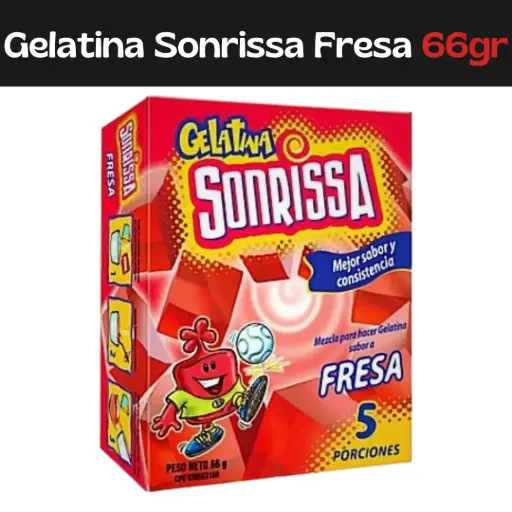 [7591112061421] Gelatina Sonrissa Fresa 66g 