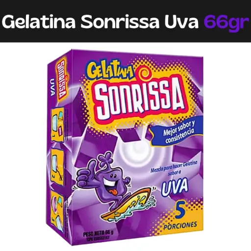 [7591112061667] Gelatina Sonrissa Uva 66g