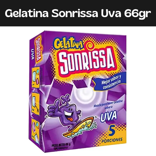 [7591112061667] Gelatina Sonrissa Uva 66g