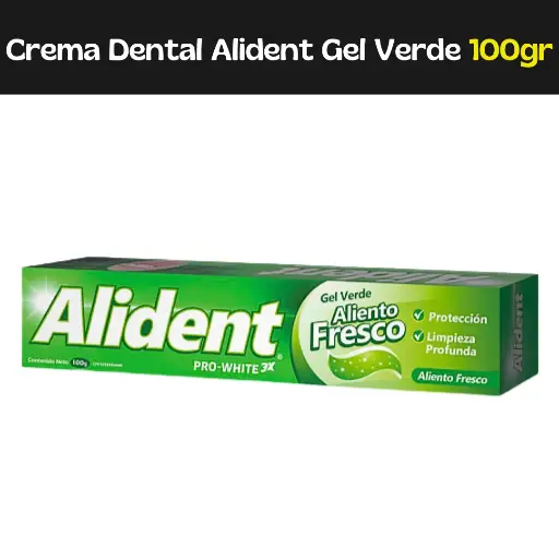 [7597257001667] Crema Dental Alident Gel Verde 100Gr